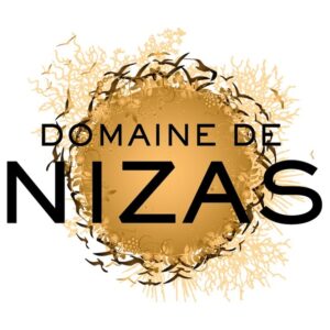 logo says "domaine de Nizas" on a sun-like object