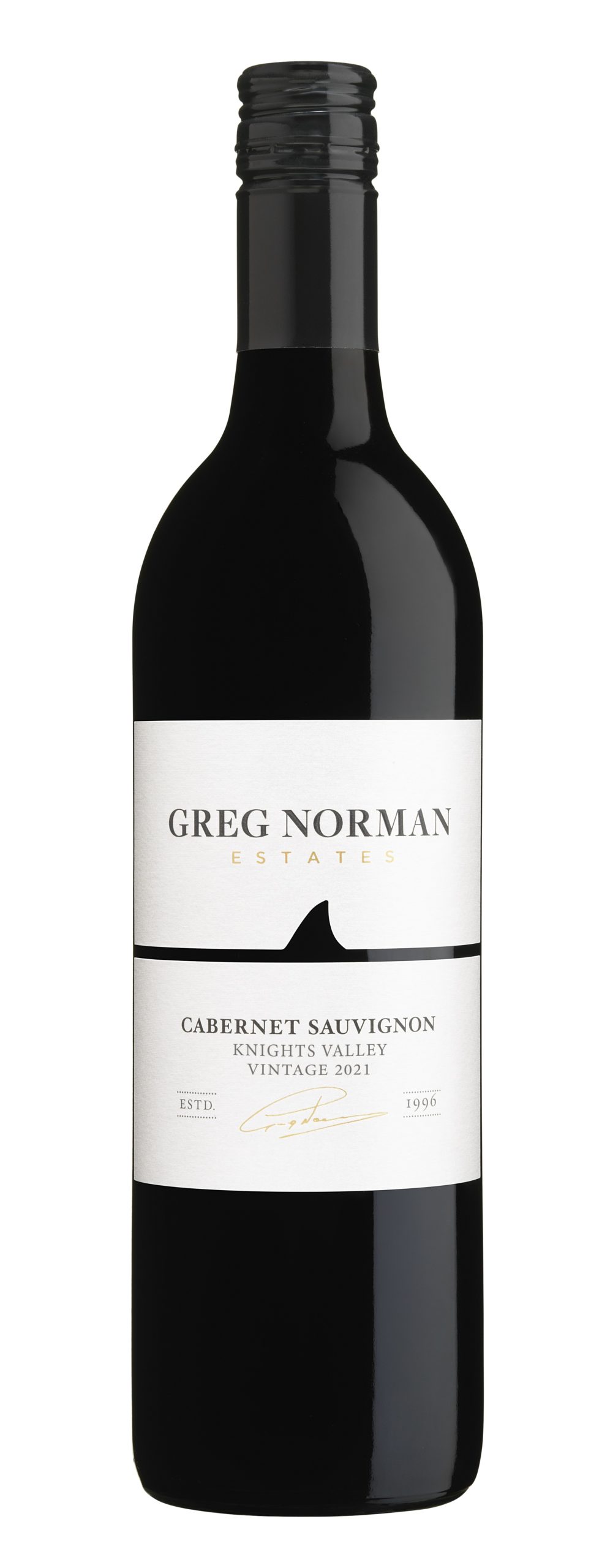 red wine bottle with white label reads Greg Norman Estates
